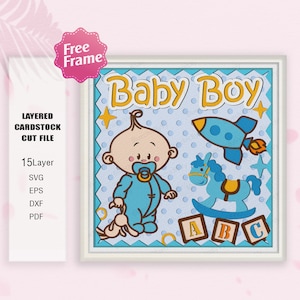 Boy Kids Shadow Box svg, Baby Boy Light Box, Raumschiff Boy svg, Baby Boy Geschenk, Baby Boy Decor, Baby Boy 3D Box, 3D Box Geschenk, für Cricut Datei