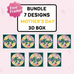 Lot fête des mères Svg, boîte à ombre pour la fête des mères, cadeau fête des mères, boîte à lumière svg pour la fête des mères, pour fichier Cricut, maman Shadow Box svg