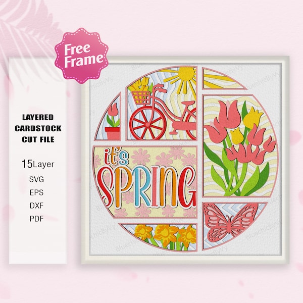 It's Spring Shadow Box SVG, Welcome Spring Shadow Box, Spring Flower Butterfly 3D Box, Spring Gift, Spring Decor, For Cricut File,Spring svg