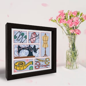 Sewing Lover Gift, Sewing Machine Shadow Box, Sewing Light Box Svg ...