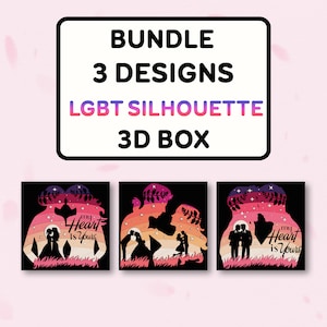 Bundle Paar LGBT Silhouette Schatten Box SVG, LGBT Schattenbox, Für Cricut Datei, LGBT Geschenk, Shadow Box Geschenk, 3D Box Geschenk, LGBT svg