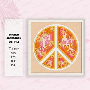 Boîte à ombres signe de la paix SVG pour projets Cricut DIY, boîte à ombres signe de la paix, décoration signe de la paix, pour cricut, cadeau signe de la paix, signe de la paix SVG