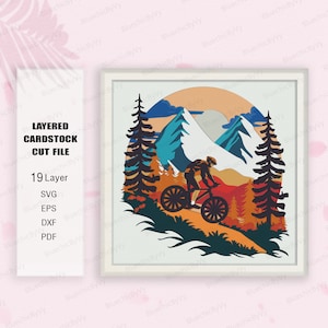 Fietsen Shadow Box, fietsen minnaar cadeau, fietsen lichtbak Svg, mountainbike cadeau, voor Cricut-bestand, Shadow Box cadeau, fietsen SVG