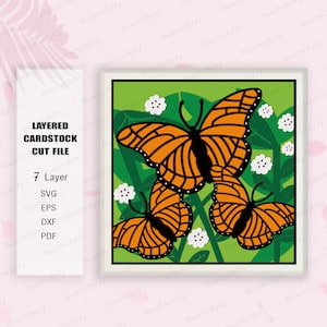 Monarch Butterfly Shadow Box svg, Flower Butterfly Shadow Box, Love Butterfly Gift, Butterfly Light Box Svg, For Cricut File, Butterfly SVG