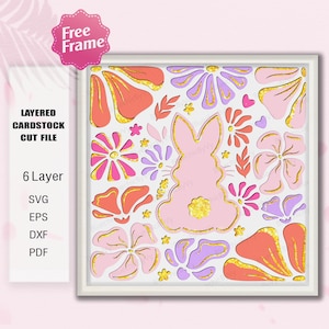 Fichier Cricut Joyeuses Pâques lapin Shadow Box | Coquette de Pâques scintillante 3D Box Bunny Pâques svg cadeau de Pâques Pâques Shadow Box décoration de Pâques /K234