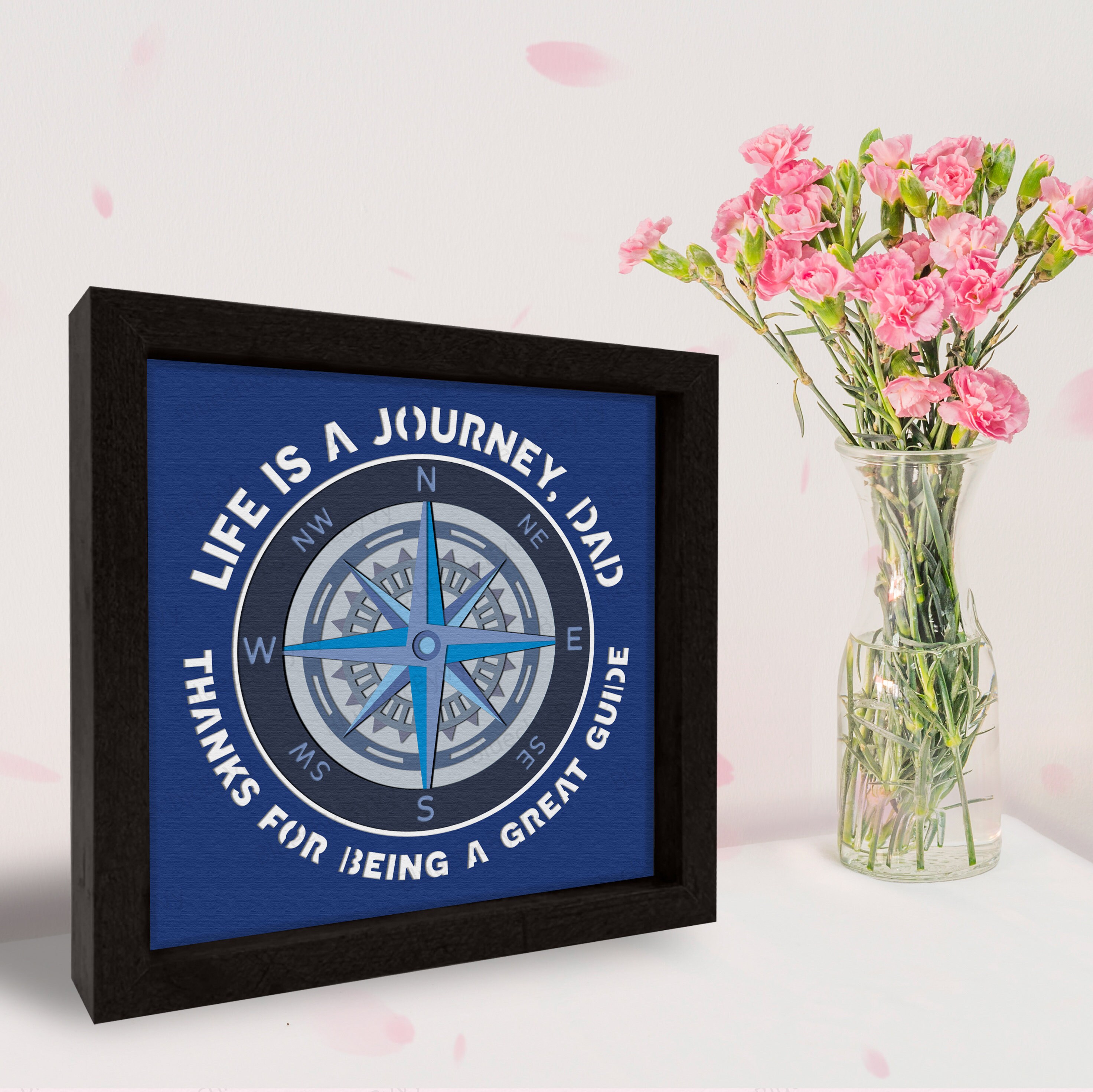Compass Father Day Shadow Box SVG, Compass Shadow Box, Compass Father ...