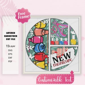Nouvelle manucure Shadow Box SVG, boîte à ongles 3D, manucure Svg, svg salon de manucure, pour fichier cricut, vernis à ongles svg, cadeau spécialiste des ongles, maquillage déco