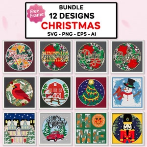 Bundle Weihnachten Shadow Box SVG, Frohe Weihnachten svg, Weihnachts Light Box svg, Weihnachtsdekor, Weihnachtsgeschenk, Für Cricut Datei, Schneemann svg