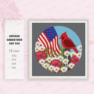 Caja de sombras de la bandera estadounidense, Caja de sombras patriótica de la libertad, Caja de luz de la bandera estadounidense Svg, 4 de julio, Archivo Cricut Svg, Caja de sombras, Día de la Independencia