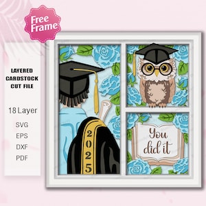 graduate Boy Locks Hair Shadow Box svg, Abschlussgeschenk, Graduation Boy svg, Sie haben es 3D Box für Cricut-Datei, Graduierung 2025, Graduierung