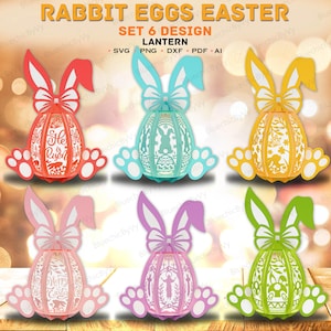 Oeufs de Pâques lanterne papier découpé fichier | Lanterne Il est ressuscité Lanterne de Pâques Décoration de Pâques Oeufs de lapin Shadow Box Christian Joyeuses Pâques/K244