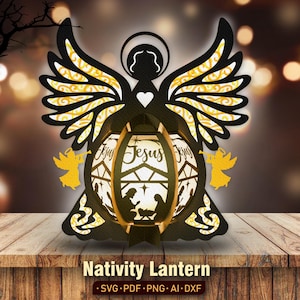 Weihnachtsengel Flügel Licht Box svg, Weihnachtsengel Schattenbox, Engel Weihnachtslaterne, Jesus Laterne, Laternen-Papierschnitt, Weihnachtsdekor