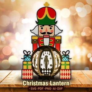 Lanterna de Natal quebra-nozes Svg, Caixa de Sombras quebra-nozes, Lanterna de Papel Recortada, Lanterna quebra-nozes, Quebra-nozes de Natal, Feliz Natal, K88
