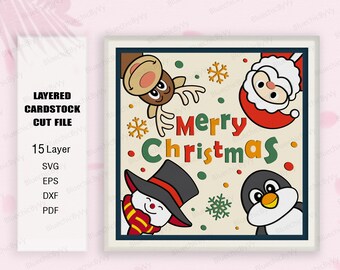 Santa and friends Shadow Box SVG For Cricut Projects DIY, Christmas shadow box, Christmas Decor, Christmas Gift, For cricut, Santa Claus Svg