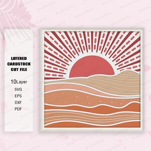Berg Boho Shadow Box Svg, bergsgåva, bergsljuslåda Svg, bergsvandringsgåva, för Cricut-fil, Shadow Box-gåva, berg Boho SVG