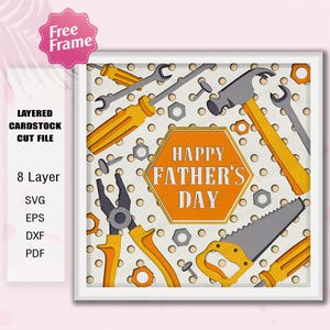 Joyeuse fête des pères Shadow Box SVG, svg garage de papa, garage svg, boîte 3D fête des pères, cadeau fête des pères, pour cricut, décoration fête des pères