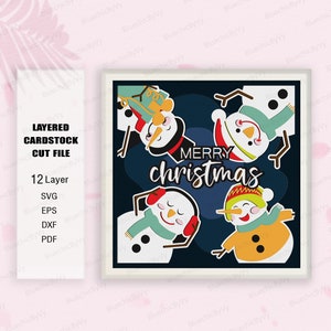 Snowman Christmas Shadow Box SVG For Cricut Projects DIY, Snowman shadow box, Christmas Decor, Christmas Gift, For cricut, Snowman Svg