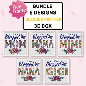 Bundle fête des Mères Shadow Box SVG, Sainte Mère 3D Box, cadeau de fête des Mères, pour Cricut, Sainte Mère Light Box svg, joyeuse fête des mères