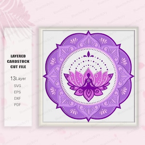 Yoga Shadow Box SVG, Yoga Shadow Box, Yoga Light Box SVG, yoga decor, yoga cadeau, Shadow Box cadeau, Shadow Box 3D, yoga SVG