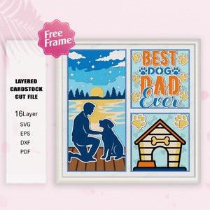 Geschenk Hund Papa Schattenbox SVG, Bester Papa aller Zeiten svg, Papa Hund 3D Box, Haushund svg, Für cricut Datei, Papa Hundeleben svg, Papa Geschenk, Hundedekor