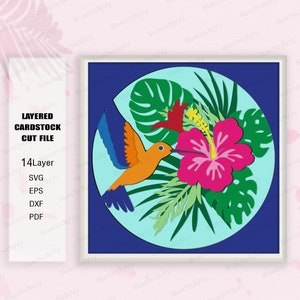 Ronzio di uccelli Shadow Box SVG, Ronzio Shadow Box, Per cricut, Ronzio Light Box Svg, Regalo di scatola di ombre, fiore Ronzio in formato SVG
