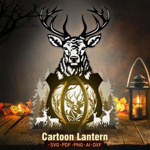 Scatola luminosa cervo Svg, Scatola ombra cervo, Carta lanterna tagliata, Lanterna cervo svg, Lanterna sagoma animale, Lanterna animale, Scatola 3d cervo, Animale svg