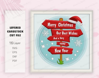 Christmas And HPNY Shadow Box svg For Cricut Projects DIY, Christmas Light box, Christmas Decor, Christmas Gift, Christmas HPNY svg
