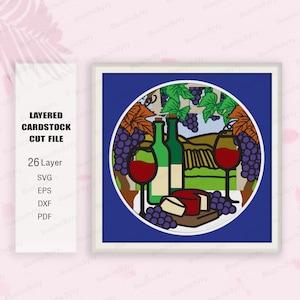 Vino e vigneto Shadow Box SVG, Vino e vigneto Shadow Box, Festa regalo, Per cricut, Vino e vigneto Light Box Svg, Vino e vigneto