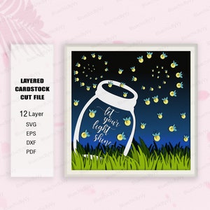 Bug di fulmini in un barattolo di vetro Shadow Box SVG per progetti Cricut fai da te, scatola di ombre del barattolo di vetro, decorazione del barattolo di vetro, per cricut, regalo del barattolo di vetro