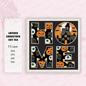 ホーム ハロウィーン シャドー ボックス SVG、ハロウィーン ギフト、ホーム ハロウィーン ライト ボックス SVG、Cricut ファイル用、シャドー ボックス ギフト、3D ボックス ギフト、ハロウィーン SVG