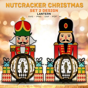 Bundle Svg de lanterne de Noël casse-noisette, Noël casse-noisette SVG, boîte 3D casse-noisette, lanterne casse-noisette, joyeux Noël, décoration de Noël, K90