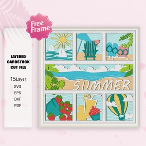 Scatola ombra estiva svg, Scatola luminosa estiva Svg, Regalo estivo, Scatola ombra spiaggia, Per file Cricut, Regalo scatola ombra, Spiaggia SVG