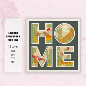 Home Desert Shadow Box, Regalo per l'amante del deserto, Desert Light Box Svg, Desert Shadow Box, Per Cricut File, Shadow Box Gift, Home Desert SVG