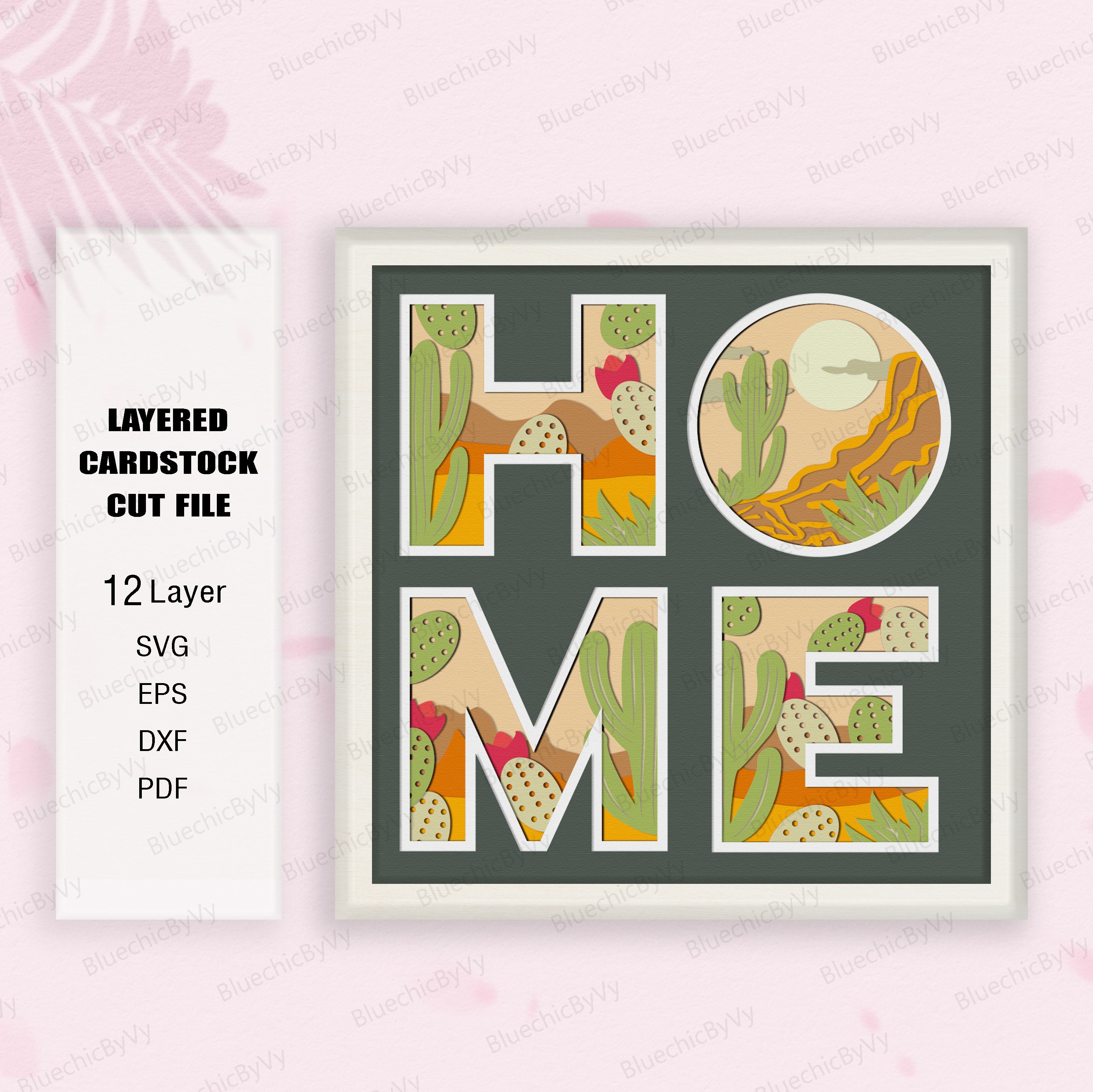 Accueil Desert Shadow Box, cadeau pour les amoureux du désert, Svg de caisson lumineux du désert, Desert Shadow Box, pour fichier Cricut, cadeau Shado