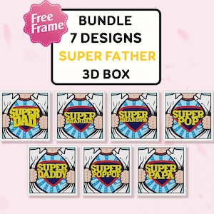 Pacote Super Fathe's Day Shadow Box SVG, Caixa 3D Dia dos Pais, Caixa de Luz Pai Svg, Presente Dia dos Pais, Para Cricut, Caixa 3D Presente, Super Pai SVG