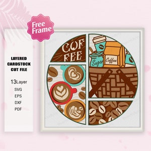Kaffee Latte Schatten Box svg, Kaffeekorb 3D Box, Kaffee Light Box SVG SVG, für Cricut-Datei, Kaffeetasse Geschenk, 3D Box Geschenk, Kaffeekorb Dekor