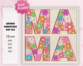 Mama Flower Shadow Box svg, Mother Day Flower 3D Box, Mother Day Gift, For Cricut, Mom Light Box SVG , Mother Gift, Happy Mother's Day