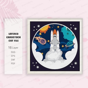 Rochet Shadow Box SVG, The Galaxy Shadow Box, Rochet Light Box Svg, Galaxy Gift SVG, Per cricut, Regalo scatola 3D, Rochet SVG, The Galaxy SVG