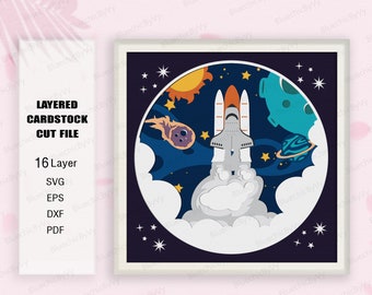 Rochet Shadow Box svg, The Galaxy Shadow Box, Rochet Light Box Svg, Galaxy gift svg, For cricut,3D Box Gift, Rochet SVG, The Galaxy svg