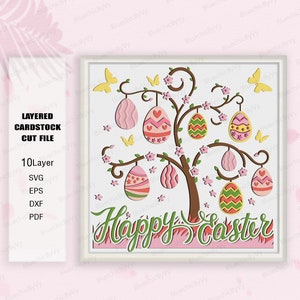 Osterei Baum Schattenbox SVG, Osterei Baum Schattenbox, Osterei Baum 3D Box, Ostergeschenk, Ostern Schattenbox, Oster Dekor, Ostern svg