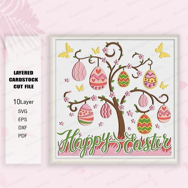 Easter Egg Tree Shadow Box SVG, Easter Egg Tree Shadow Box, Easter Egg Tree 3D Box, Easter Gift, Easter Shadow Box, Easter Decor, Easter svg