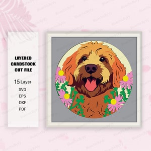Hund Goldendoodle Schattenbox SVG, Goldendoodle Schattenbox, Für Cricut, Goldendoodle Hund Licht Box SVG, Schattenbox Geschenk, Hund Goldendoodle svg