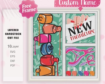 Nail Art Shadow Box SVG, Nail 3D Box, Manicure Svg, Nail Salon svg, For cricut file, Nail Polish svg, Nail Specialist, Makeup Decor