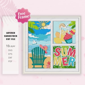 Caja de sombras de playa de verano svg, caja de luz de playa de verano Svg, regalo de verano, caja de sombras de verano, para archivo Cricut, regalo de caja de sombras, SVG de verano