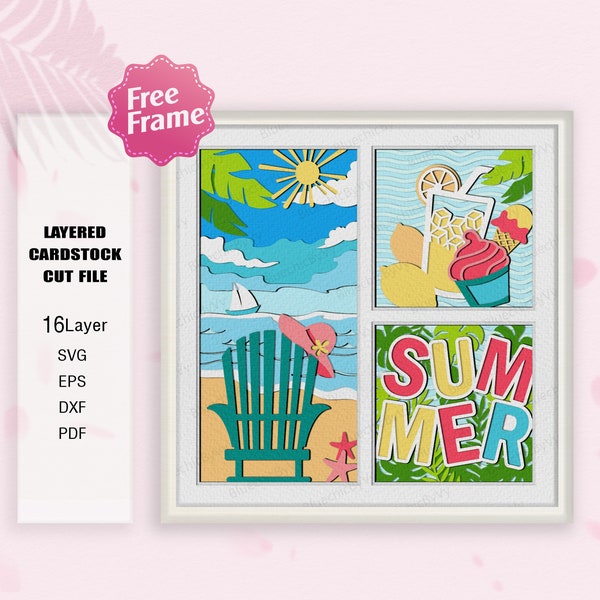 Summer Beach Shadow Box svg, Summer Beach Light Box Svg, Summer Gift, Summer Shadow Box, For Cricut File, Shadow Box Gift, Summer SVG