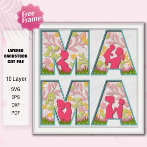 MAMA Moments Shadow Box Paper Cut File | Mama Flower Mother's Day Flower 3D Box Mother's Day Gift For Mom Happy Mother's Day Decoration /K363