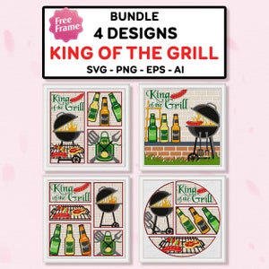 Bundle King Of The Grill Schattenbox SVG, Grill und Chill 3D Box, Bier und Barbeque SVG, Für Cricut, Bier und BBQ, Lustig Grill, Camping Dekor