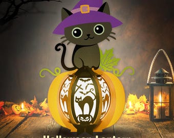 Black Cat Halloween Light Box For Cricut Svg, Black Cat Halloween 3D Box,  Black Cat Lantern SVG, Cat  Shadow Box svg, Halloween Decor