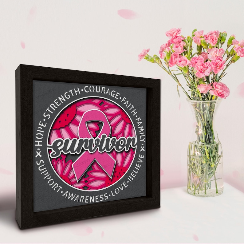 Fight Cancer Bundle Layered Paper Cut Design, Survivor Awareness Ribbon ...