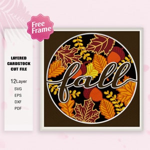 Fall Shadow Box in formato SVG, Autunno in formato SVG, Ringraziamento 3D Box, Fede in formato Svg, per Cricut File, Foglie d'autunno in formato SVG, design autunnale in formato SVG, Shadow Box in formato SVG, Decorazione autunnale
